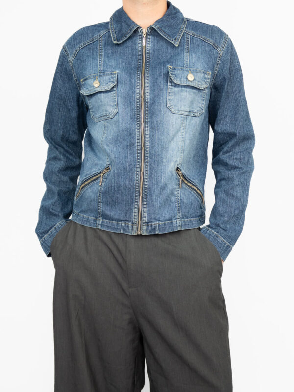 jaqueta jeans zíper esquire