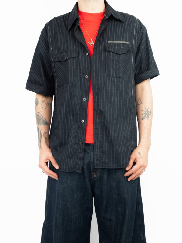 camisa riscas marinho